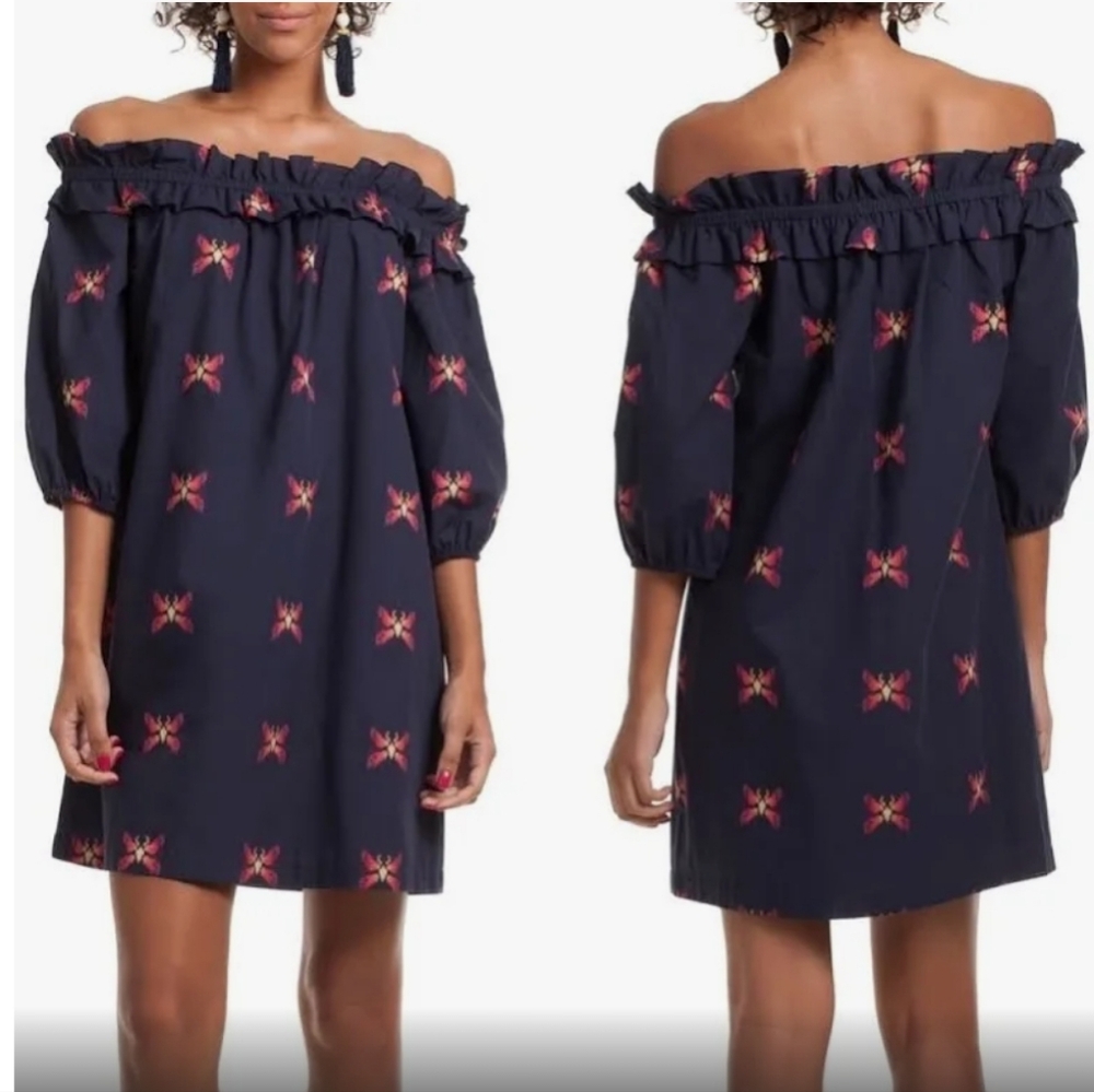 Trina Turk Anthurium Dress S Butterfly Embroidery Summer Style Anthropologie